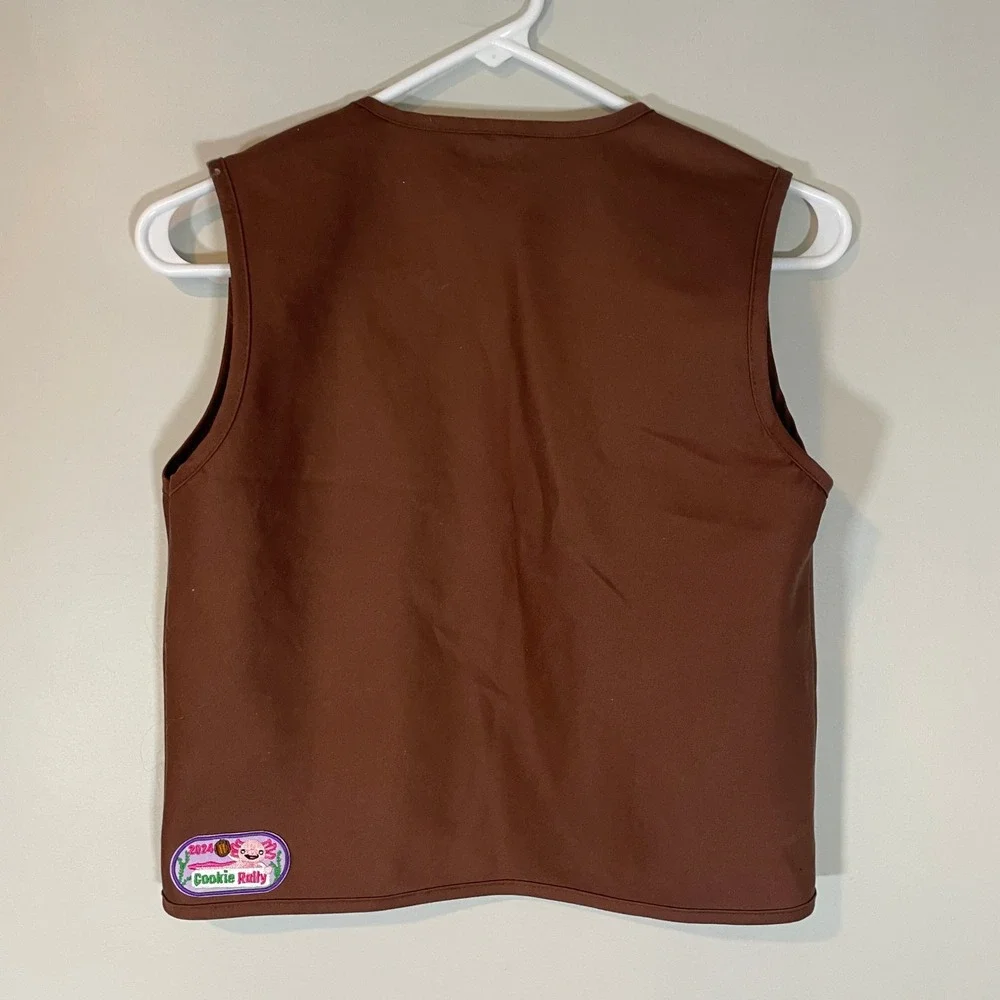 Girl Scouts Brownie Uniform Vest Brown Girls M 10-12 Various Patches Alabama